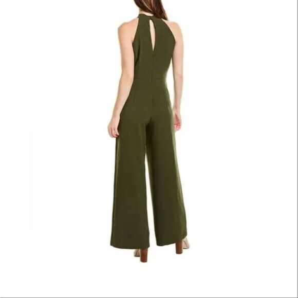 Julia Jordan Olive Halter Wide Leg Jumpsuit Size 2 Clean Girl Wedding Guest - Picture 8 of 8